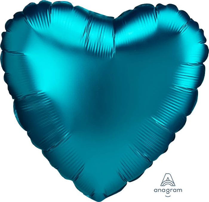 18In Satin Aqua Heart Foil Balloon