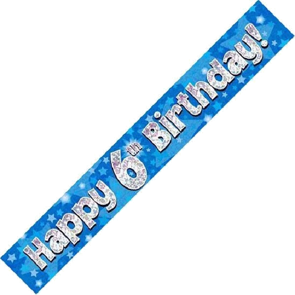 9FT BLUE HOLO. 6TH B/DAY BANNER