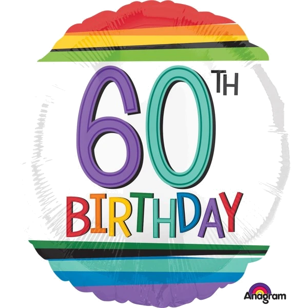 RAINBOW 60TH BIRTHDAY FOIL BALLOON