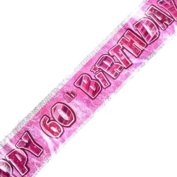 9FT PINK GLITZ 60TH FOIL BANNER