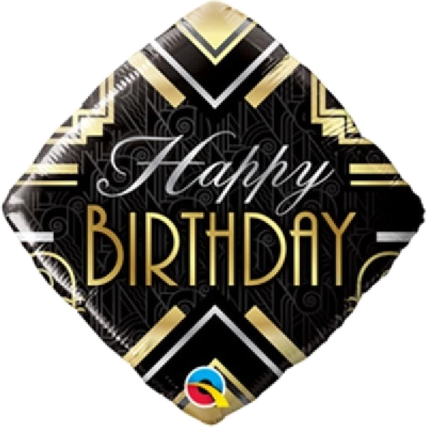 18IN DIAMOND B/DAY ART DECO FOIL BALLOON