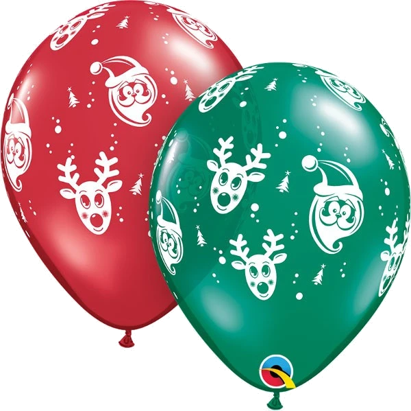 25PK 11IN SANTA & RUDOLPH QUALATEX