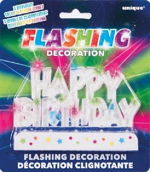 Flashing Happy Birthday Cake Decoration