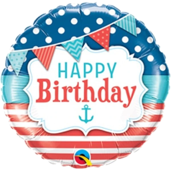 18IN B/DAY NAUTICAL & PENNANTS FOIL BALLOON