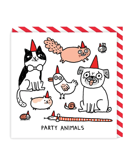 Party Animals Square Greeting Card (933)