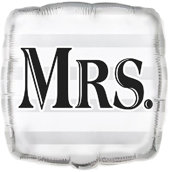 18IN SILVER MRS WEDDING SQ FOIL BALLOON