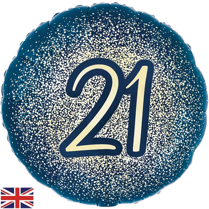 18In 21St Glitter Birthday Navy Gold Foil Balloon