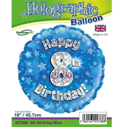 18In Happy 8Th Bday Blue Foil