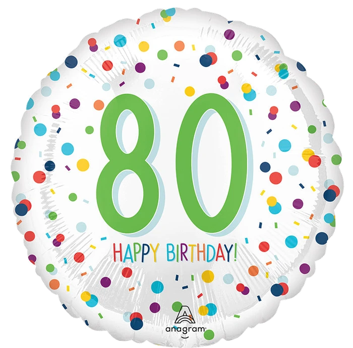 18In Confetti Birthday 80 Foil Balloon