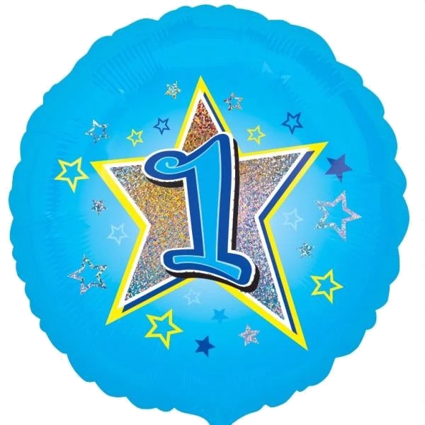 1ST BIRTHDAY BLUE STARS 18IN FOIL BALLOON