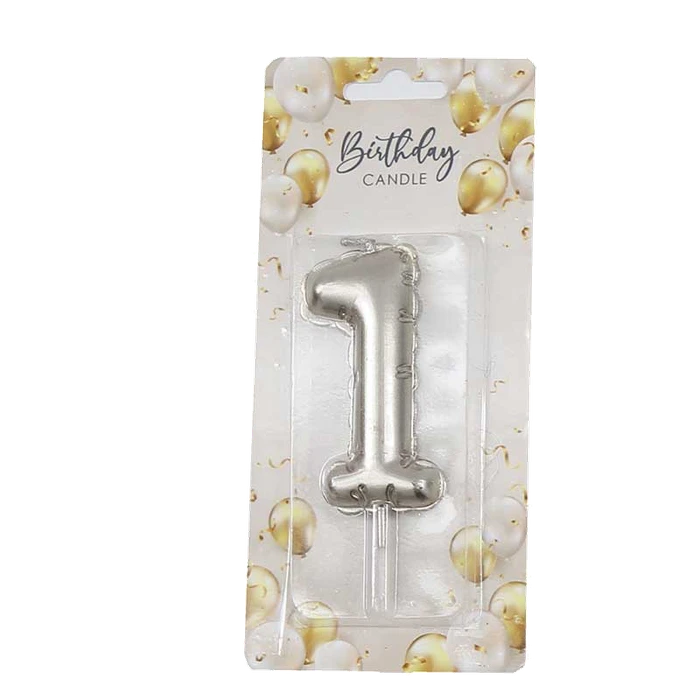 6Cm Silver Balloon Shaped Numeral 1 Candle