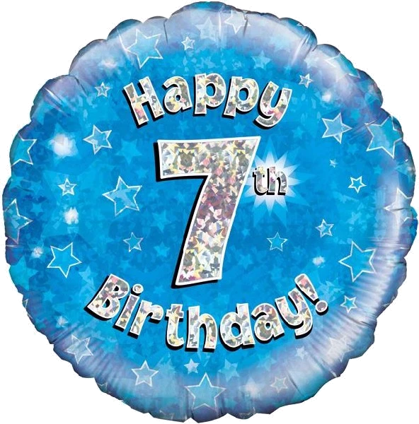 18In Happy 7Th Bday Blue Foil