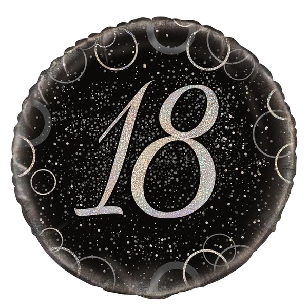 18IN BLACK PRISMATIC 18TH FOIL BALLOON