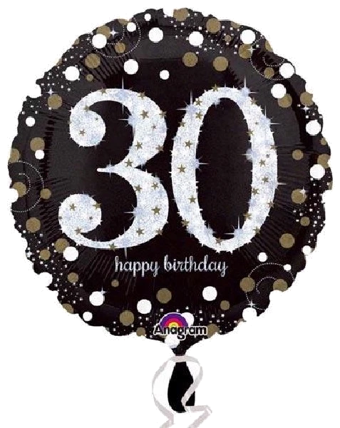 30TH GOLD SPARKLES 18IN FOIL BALLOON