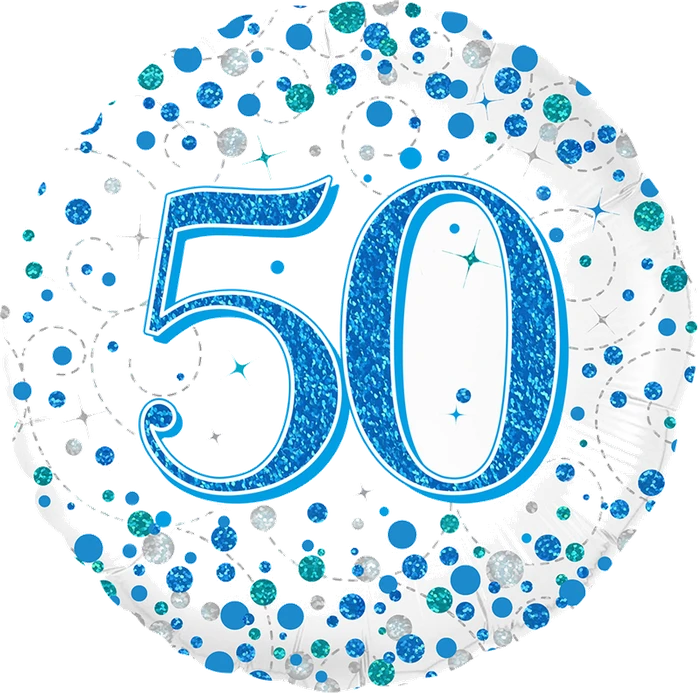 18In 50Th Sparkling Fizz Birthday Blue Foil Balloon