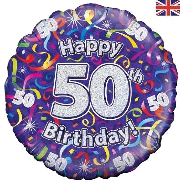 50TH B/DAY STREAMERS HOLO 18IN FOIL