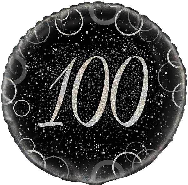 18IN BLACK PRISMATIC 100TH FOIL BALLOON