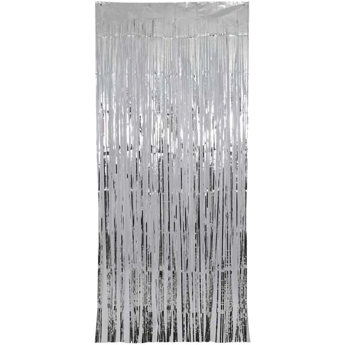 Metallic Silver Foil Door Curtain