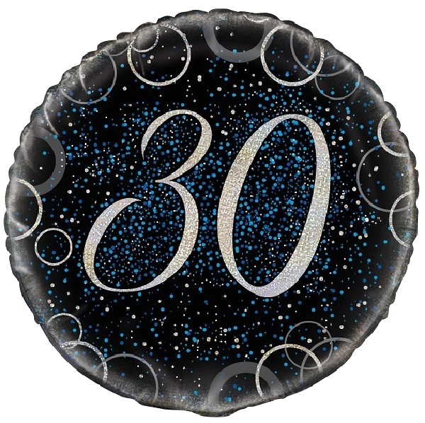 18IN BLUE PRISMATIC 30TH FOIL BALLOON