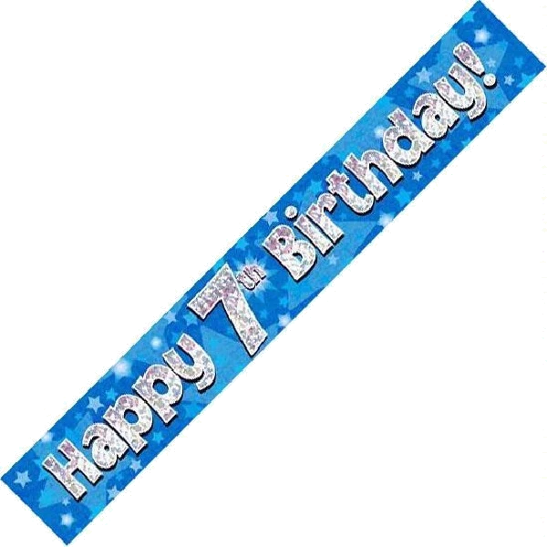 9FT BLUE HOLO. 7TH B/DAY BANNER