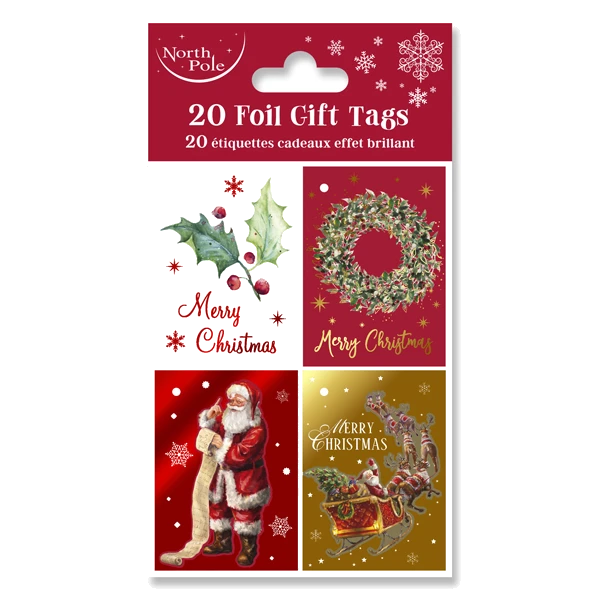 20PK CHRISTMAS TRADITIONAL GIFT TAGS