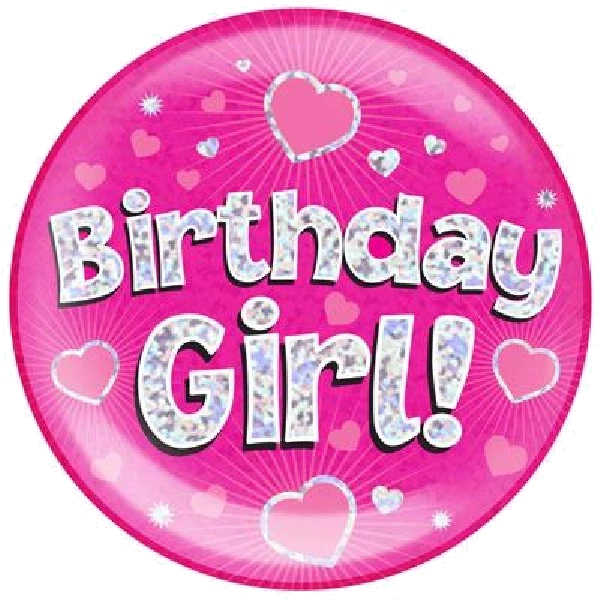 6In Birthday Girl Pink Jumbo Badge