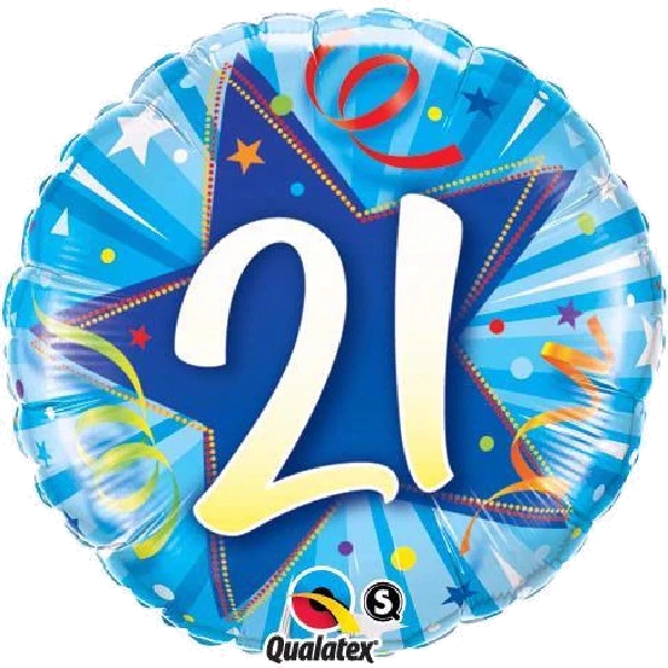 21ST B/DAY BLUE 18IN FOIL BALLOON