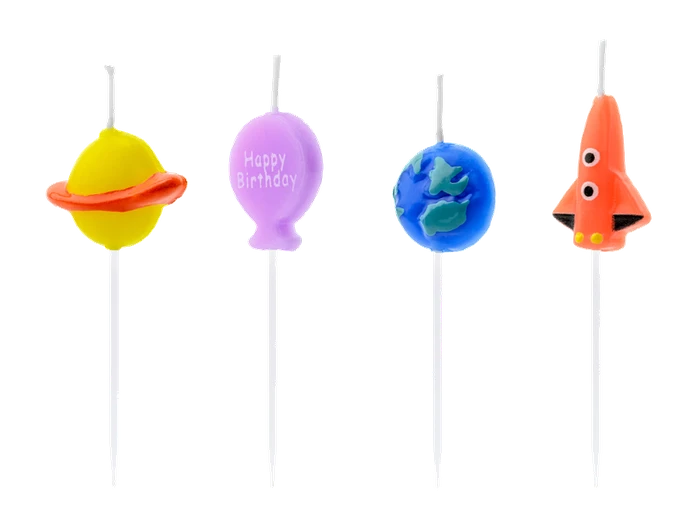 4Pc Outer Space Birthday Pick Candles