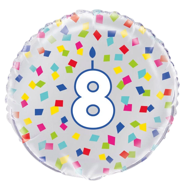 18In Rainbow Confetti No. 8 Foil Balloon
