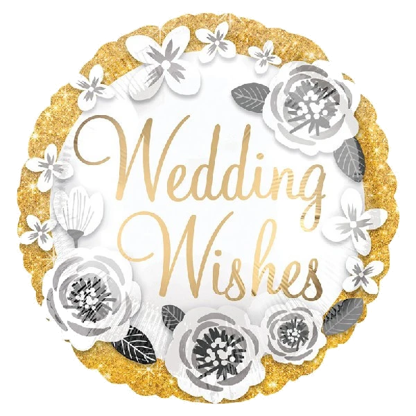 18IN WEDDING WISHES GOLD & SILVER FOIL