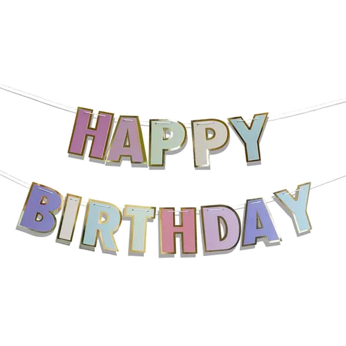 Hbd pastel multicoloured banner