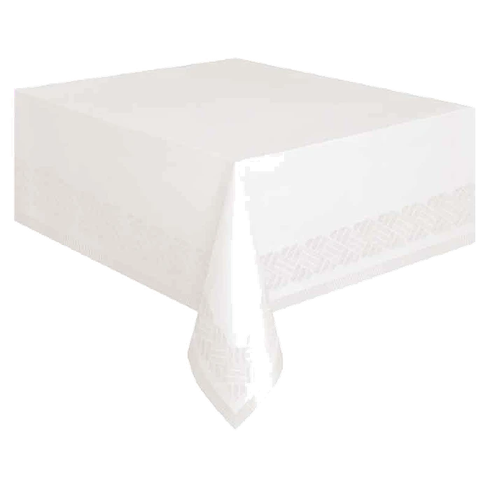 54X108In White Plastic Lined Tablecover
