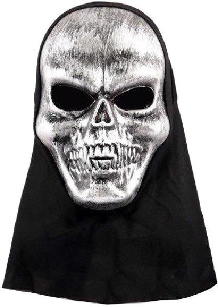 ADULT SILVER SKULL MASK & HOOD