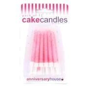 (12) Pink Glitter Candles