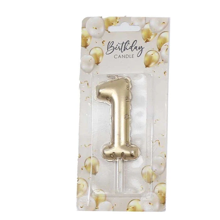 6Cm Gold Balloon Shaped Numeral 1 Candle