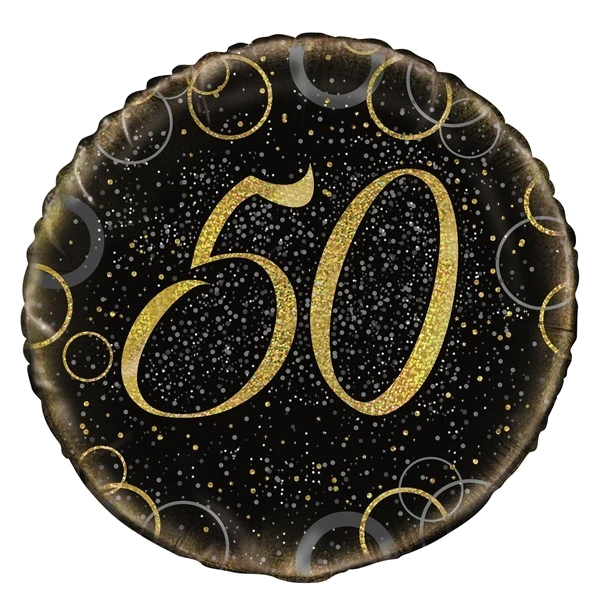 18IN GOLD PRISMATIC 50TH FOIL BALLOON