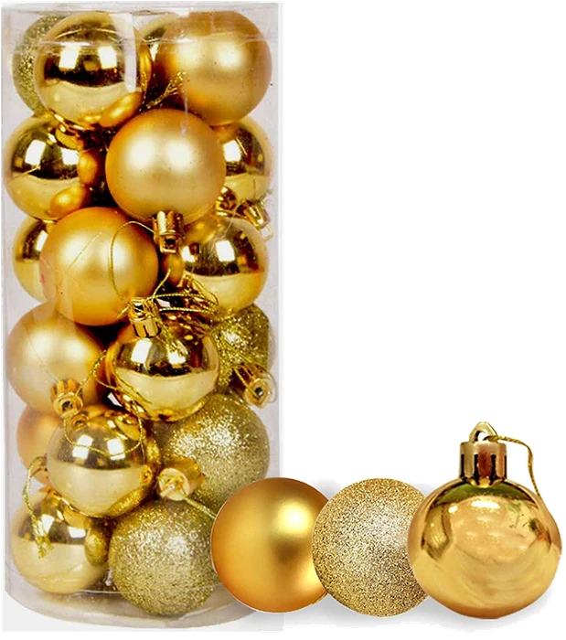 Shatchi Christmas Gold Baubles 12Pc Mini