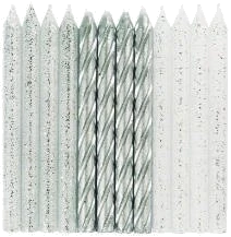 (24) Glitter & Silver Spiral Candles