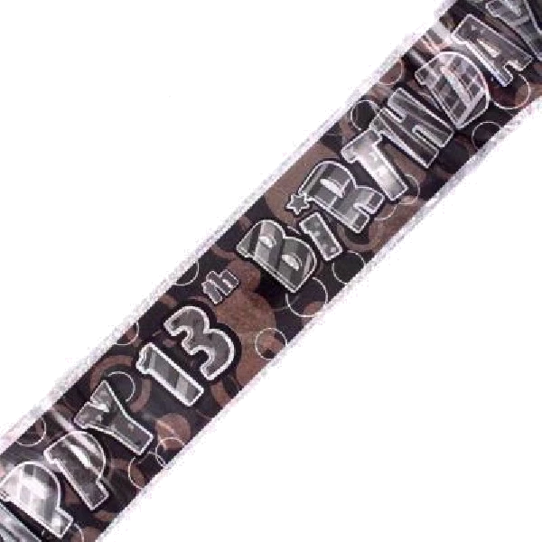 9FT BLACK GLITZ 13TH B/DAY BANNER