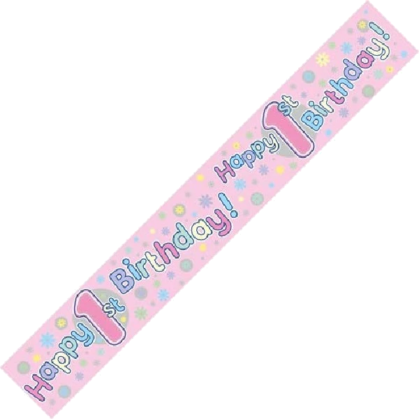 1ST BIRTHDAY GIRL HOLO 9FT BANNER