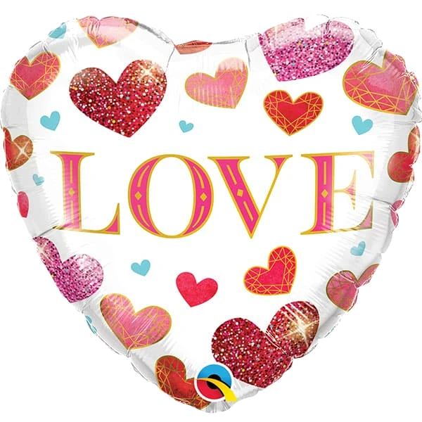 18In Love Jewel Hearts Foil Balloon