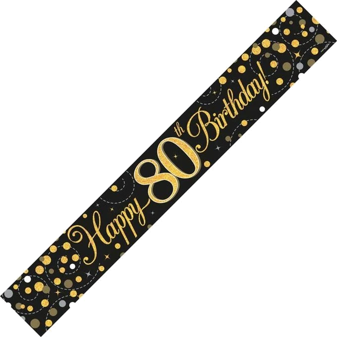 9Ft Black & Gold 80Th Banner