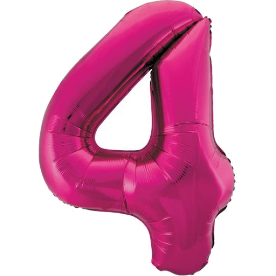 34In Pink Glitz Numeral 4