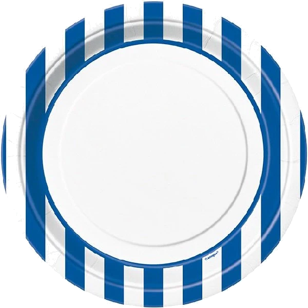 8PK 9IN BLUE STRIPES PLATES