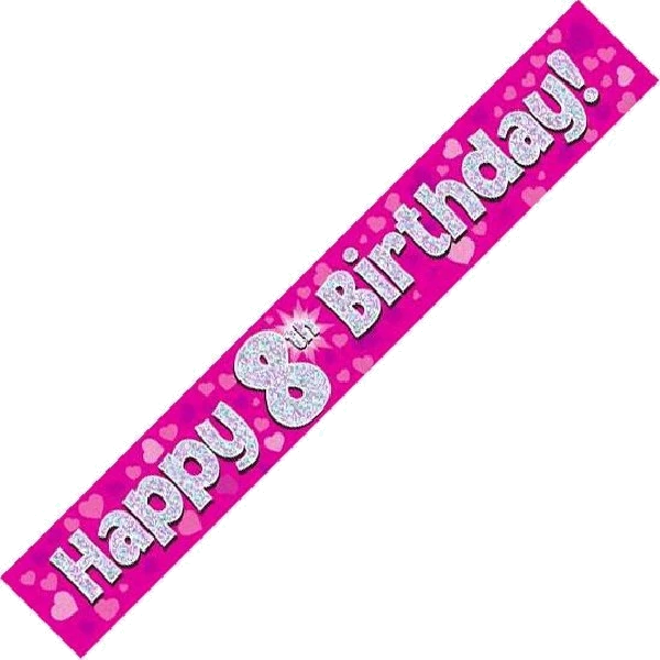 9FT PINK HOLO. 8TH B/DAY BANNER