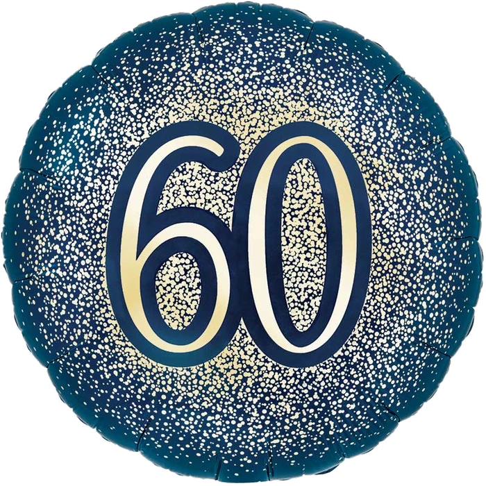 18In 60Th Glitter Birthday Navy Gold Foil Balloon