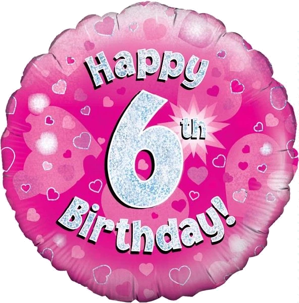 18In Happy 6Th Bday Pink Foil