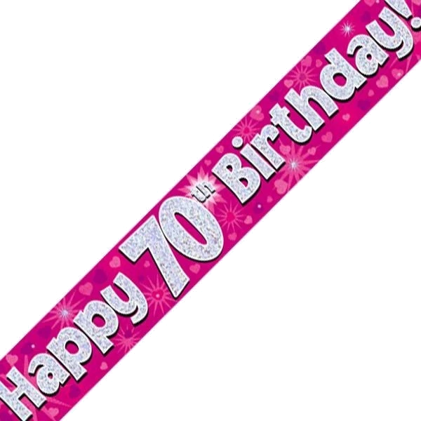 9FT 70TH BIRTHDAY PINK BANNER