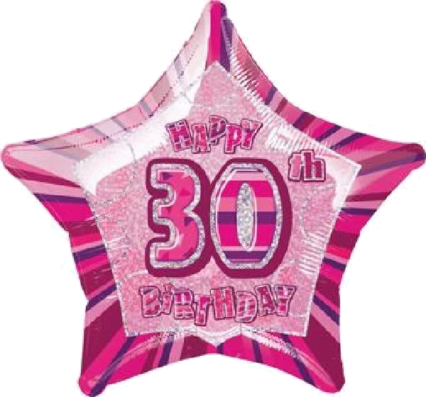 PINK GLITZ 30TH 20IN FOIL BALLOON