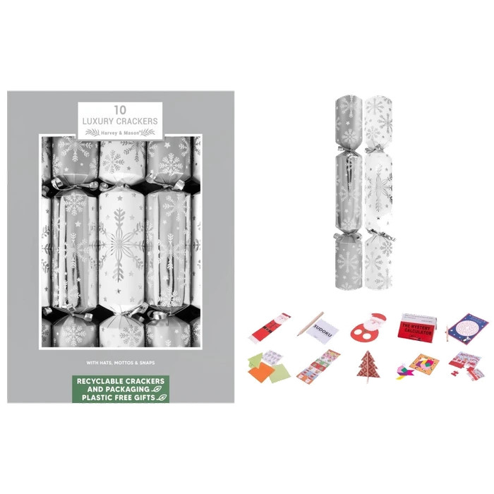 Christmas Crackers Luxury 10 Silver Snow Flake 14"